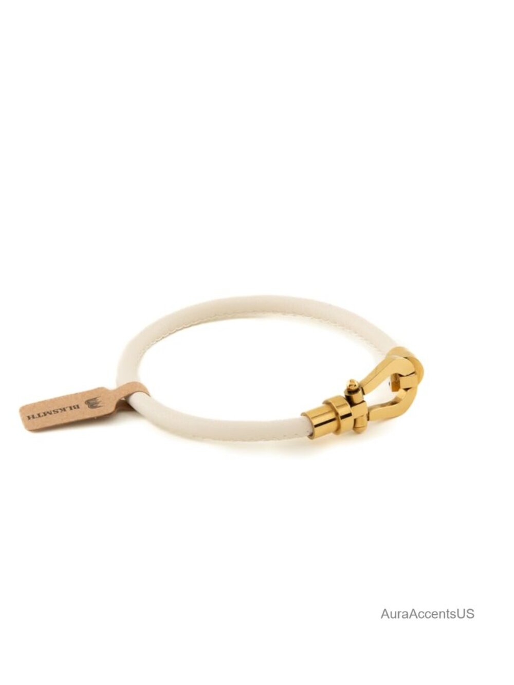 White Cuff Bracelet Gold Hook Clasp Women's